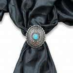 Antique Silver Oval Floral Turquoise Western Concho W237