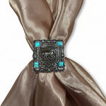 Antique Silver Horse and Turquoise Square Concho W259