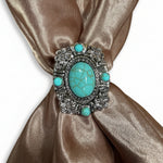Antique Silver Floral and Turquoise Concho W260