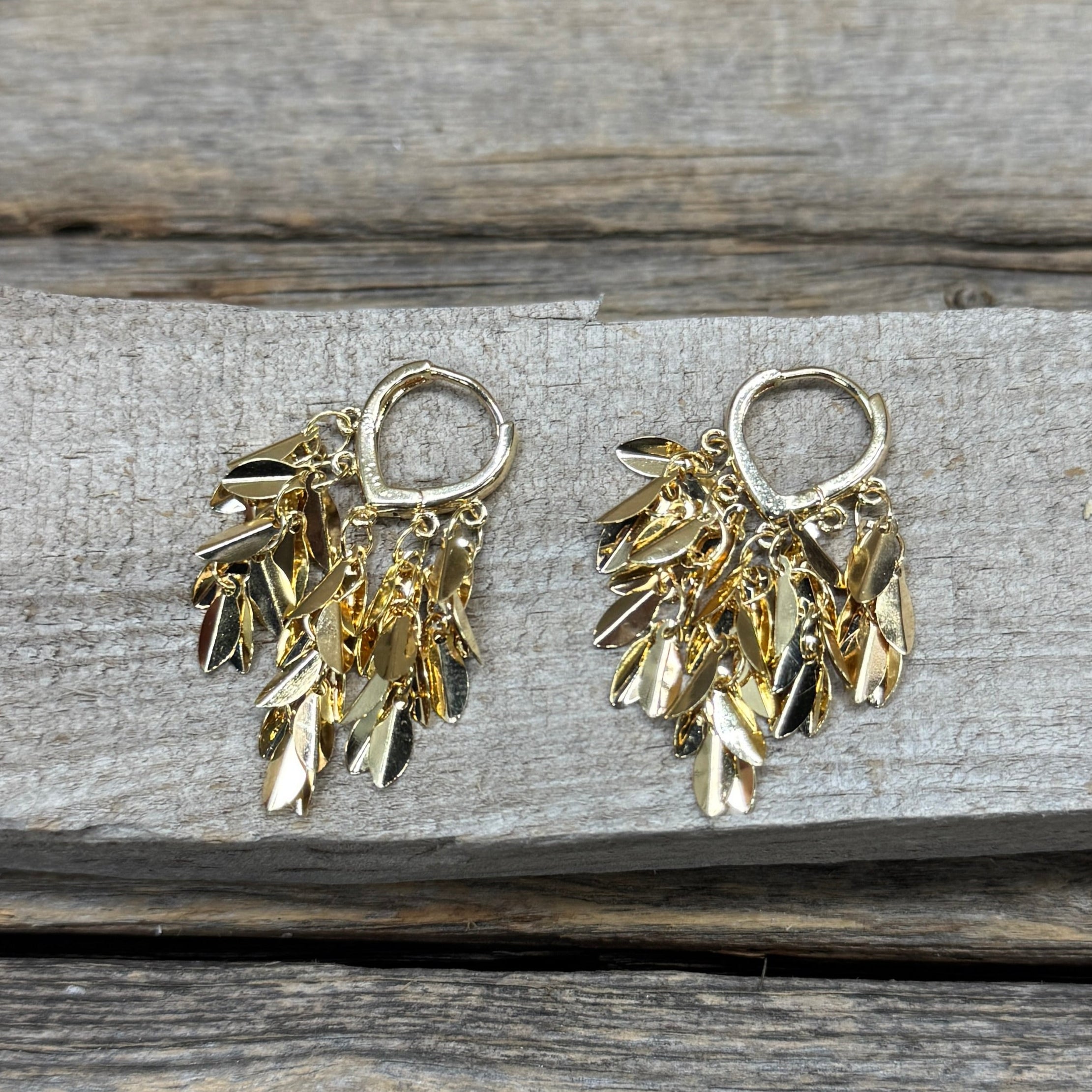 Gold Leaves Cowgirl Fashion Earrings-Rodeo Drive Conchos 
