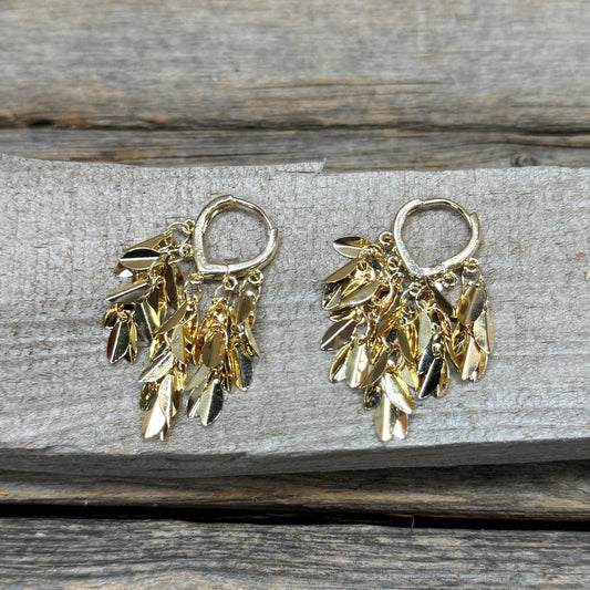 Gold Leaves Cowgirl Fashion Earrings-Rodeo Drive Conchos 