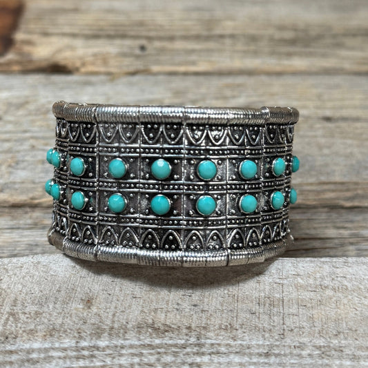 Western Silver Turquoise Fashion Bracelets - Rodeo Drive Conchos 