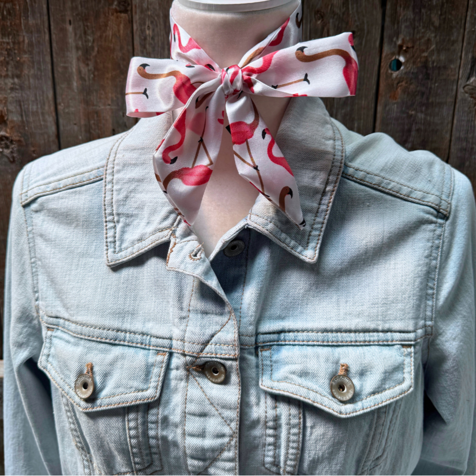 White Flamingoes Wild_Rag_Scarf_for_Cowgirls_Rodeo_Drive_Conchos