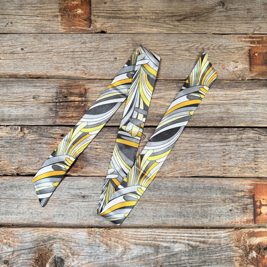 Yellow and Grey Striped Western_Wild_Rag_Scarf_for_Cowgirls_Rodeo_Drive_Conchos