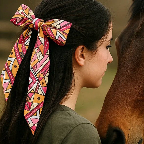 Pink and Brown Western Skinny Mini Wild Rag Scarf / Cowgirl Necktie #TW330