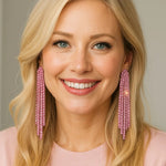 Pink Western Boho Rhinestone Dangle Fashion Earrings