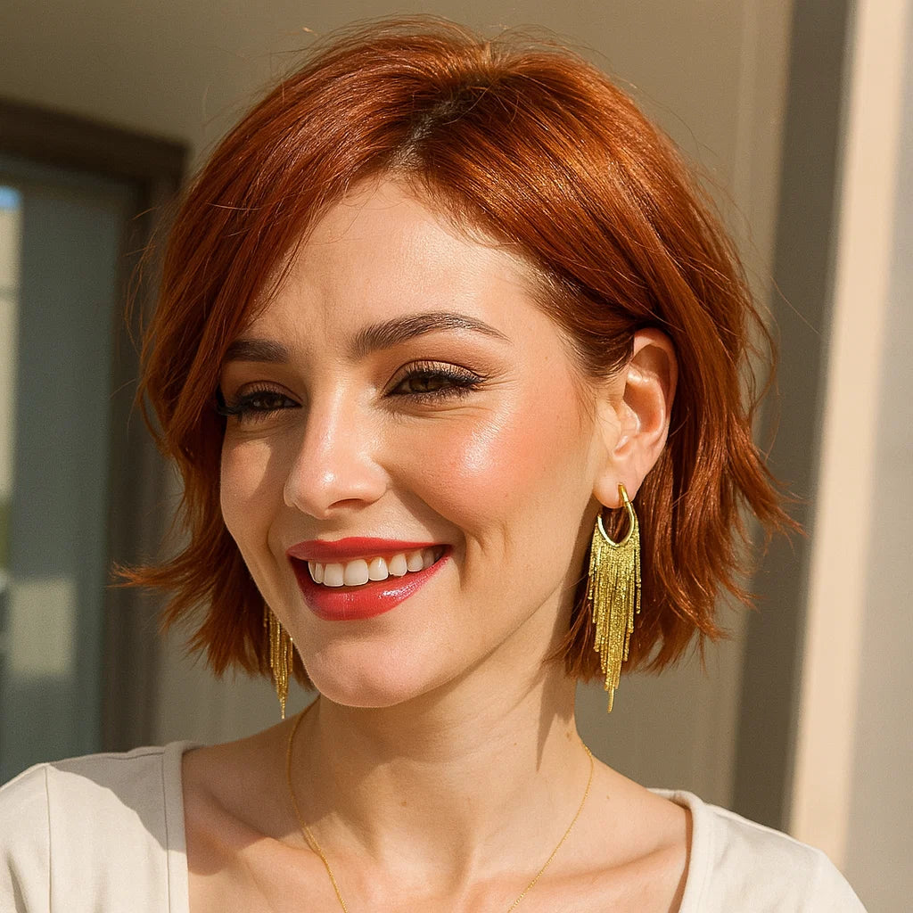 Gold Ranch Style Fringe Fashion Earrings