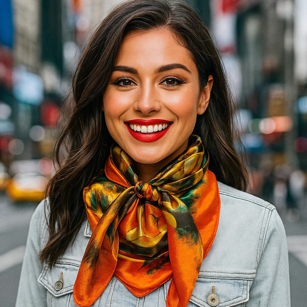 35X35" Orange Floral Wild Rag / Scarf WR3445