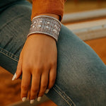 Western Silver Wide Fashion Bracelets  -  Clear