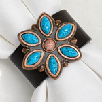 Copper Turquoise Flower Western Concho Napkin Ring #CNR110