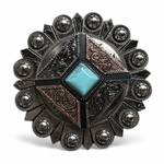 Square Antique Silver and Copper Turquoise Concho #W269
