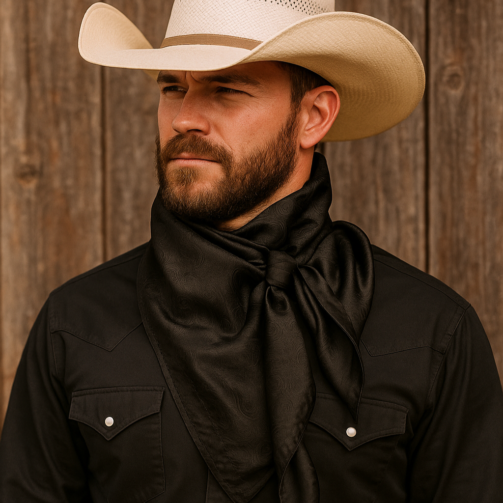 35X35" Black Jacquard Wild Rag / Scarf WR4009