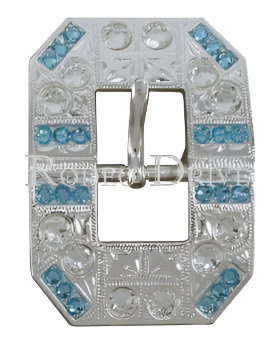 Bright Silver Aqua - Clear Crystal Conchos - Sizes from 1"- 3" and Buckles