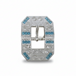 Bright Silver Aqua - Clear Crystal Conchos | Sizes 1"- 3" | Buckles | Saddle Set | Leather Rosettes | Slide