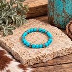 Beaded Fashion Turquoise and Silver Tone Bracelet