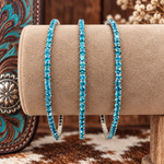 Aqua Rhinestone Western Fashion Bracelet 3 pcs Set