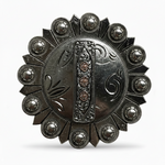 Antique Silver and Copper Flower Rectangle Concho #W268