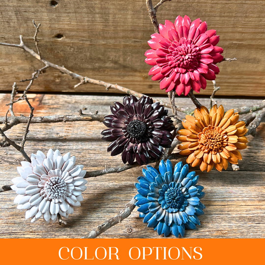 Hand Painted Leather Flowers - Daisies