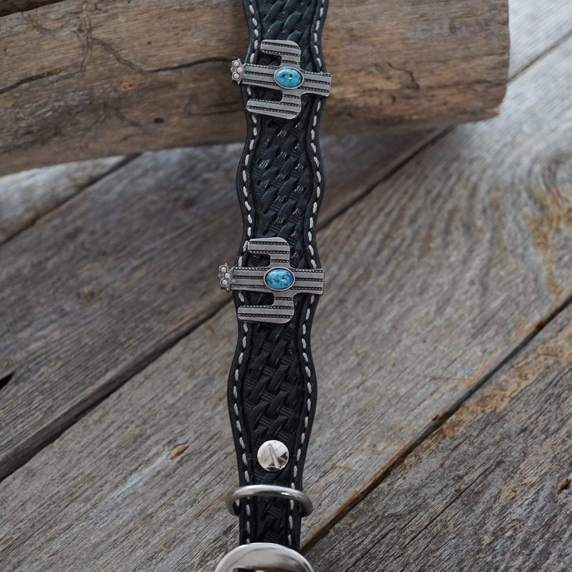 DC2 -Black Leather Dog Collar 12"-22"  W178L