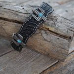 DC2 -Black Genuine Leather Dog Collar 12"-22"  W178L