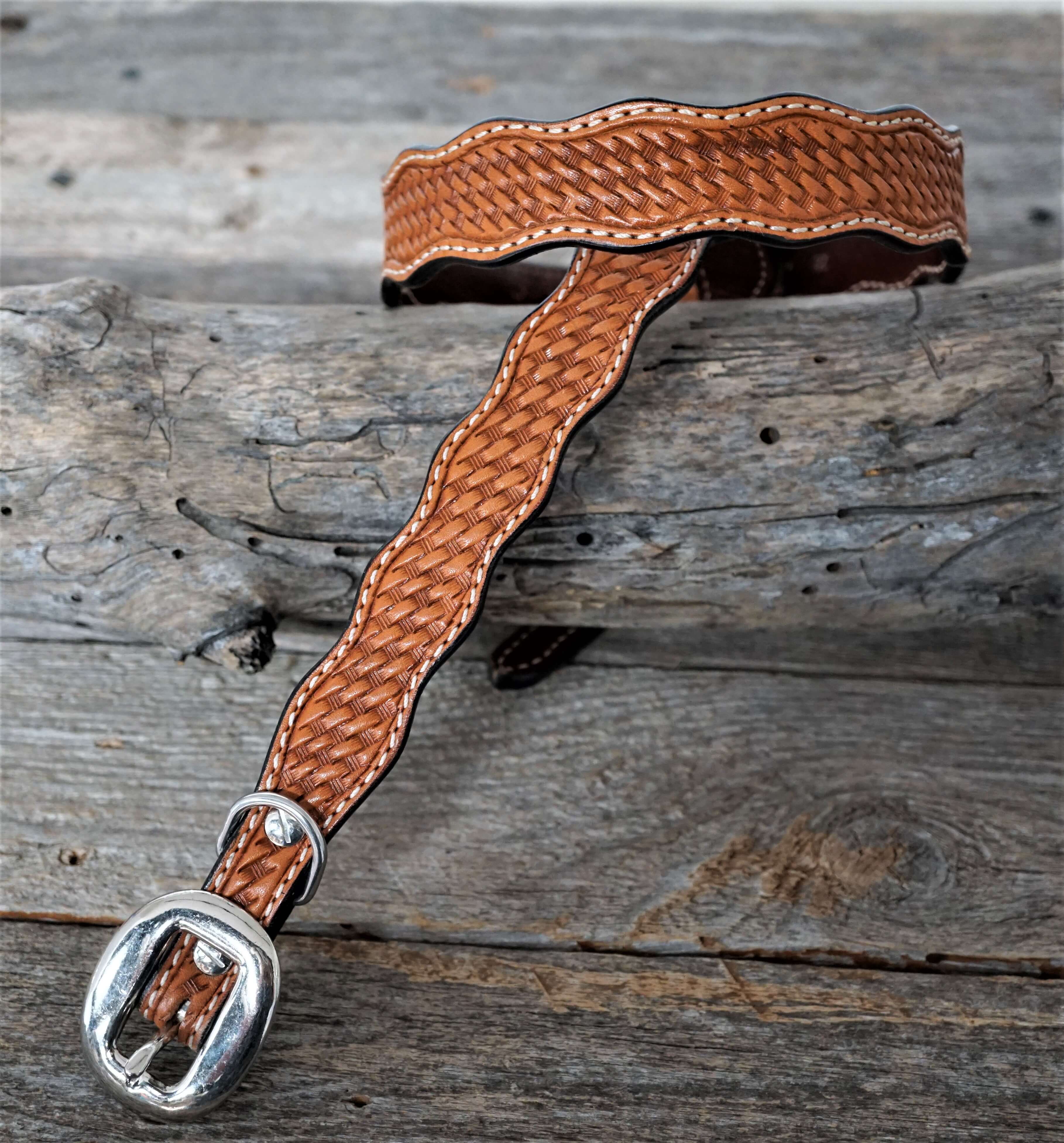 Light Oil Leather Dog Collars Sizes 10