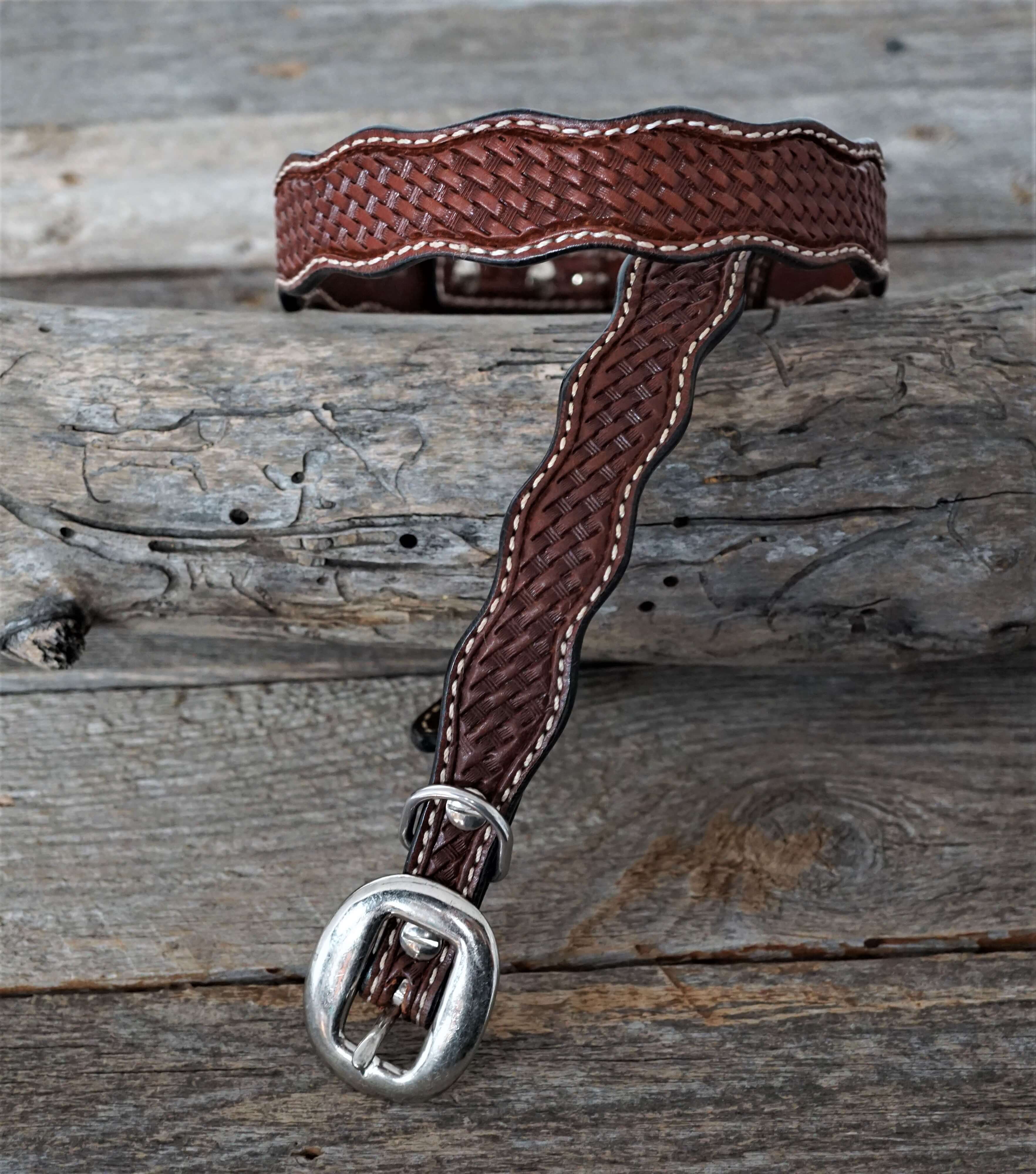 Medium Oil Leather Dog Collars Sizes 10"-28"