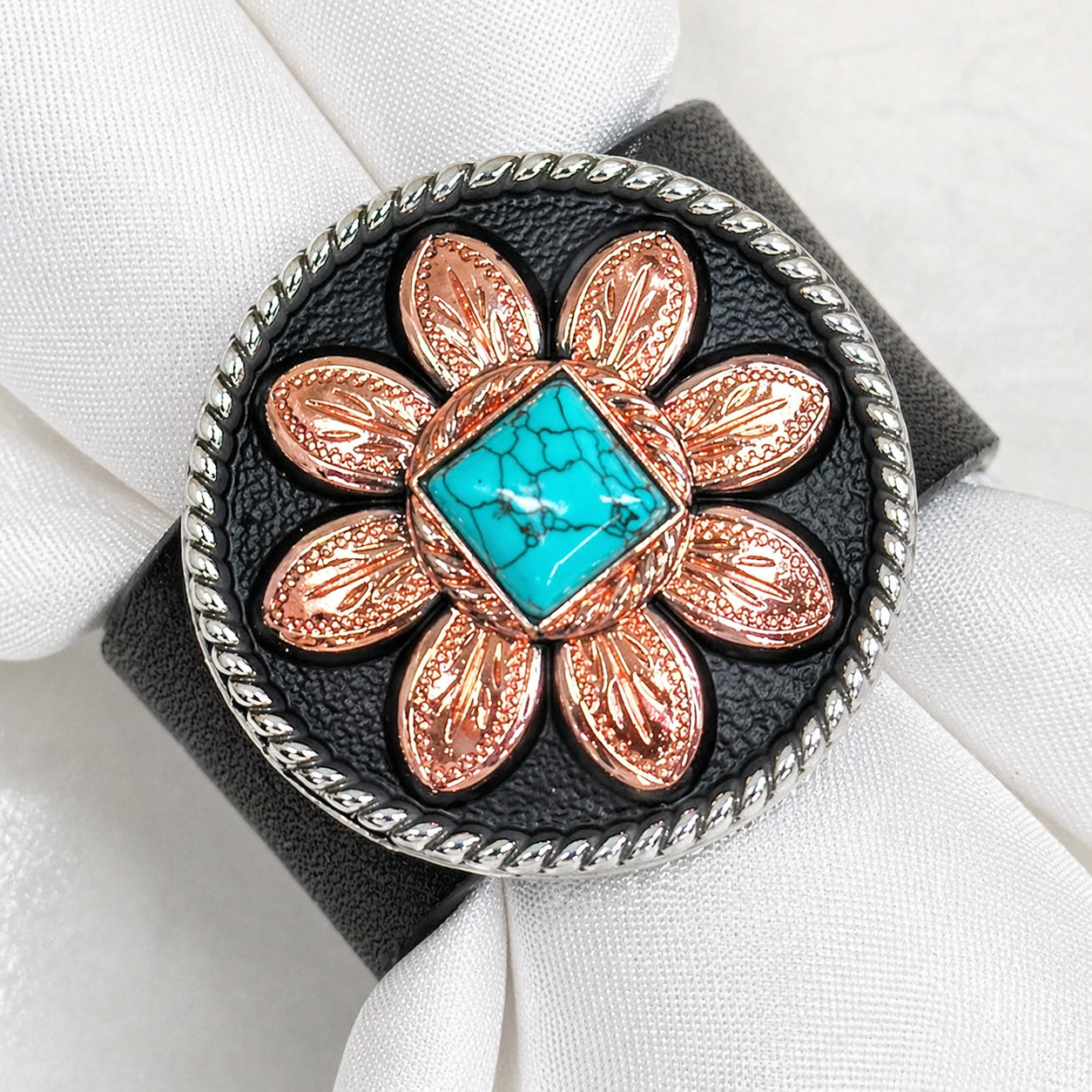 Copper Turquoise Sunflower Western Concho Napkin Ring #CNR111