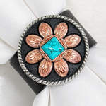 Copper Turquoise Sunflower Western Concho Napkin Ring #CNR111