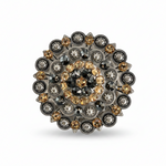 Antique Silver Champagne - Jet Crystal Conchos | Sizes 1"- 3" | Buckles | Saddle Set | Leather Rosettes | Slide