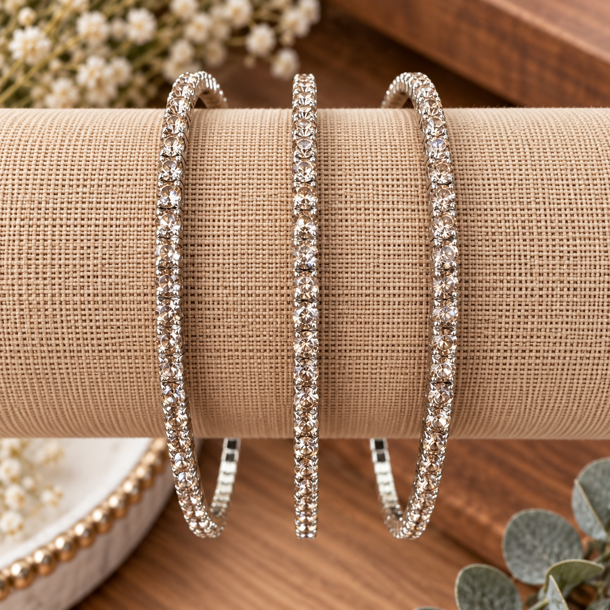 Champagne Rhinestone Western Fashion Bracelet 3 pcs Set