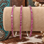 Fuchsia Rhinestone Western Fashion Bracelet 3 pcs Set