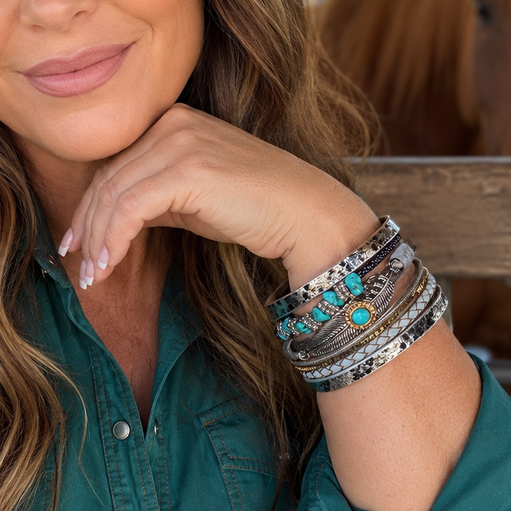 Silver Boho Multi Strand Wrap Bracelet