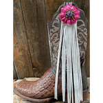 Boot Cuff Jewelry - Pink Leather Flower - Concho - Fringe