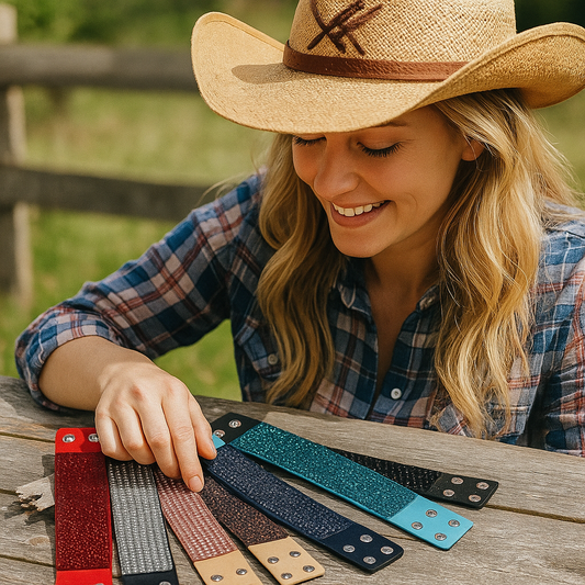 Glitter Rustic NFR Style bracelet - Rodeo Drive Conchos 