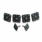 Antique Silver and Copper Square Turquoise Saddle Set SSW243