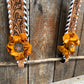 Whip Stitch One Ear Headstall / Bridle - Yellow Roses & European Conchos #OE286