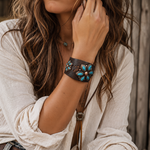 Turquoise Flower Leather Bracelet LB102