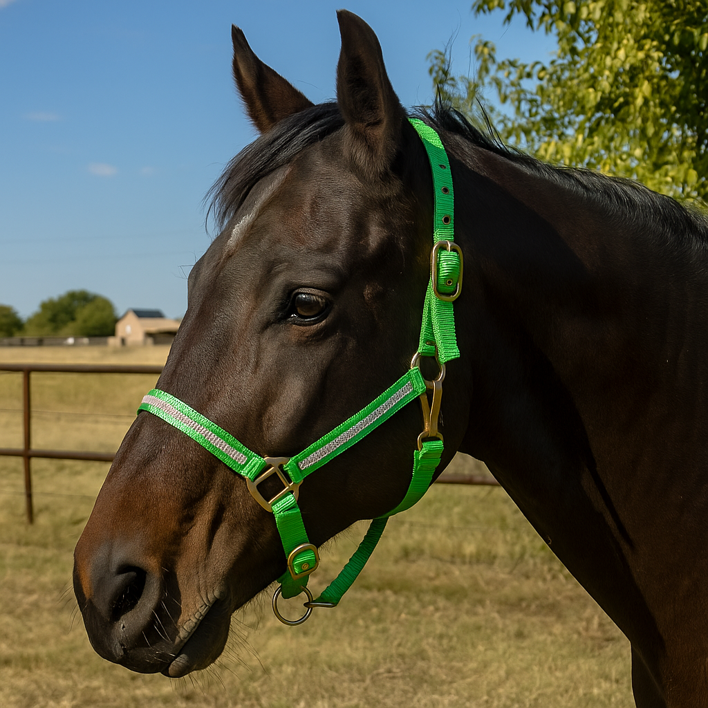 Lime Bling Nylon Horse Halter BNHNGN