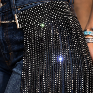 Long Rhinestone Fringe Skirt