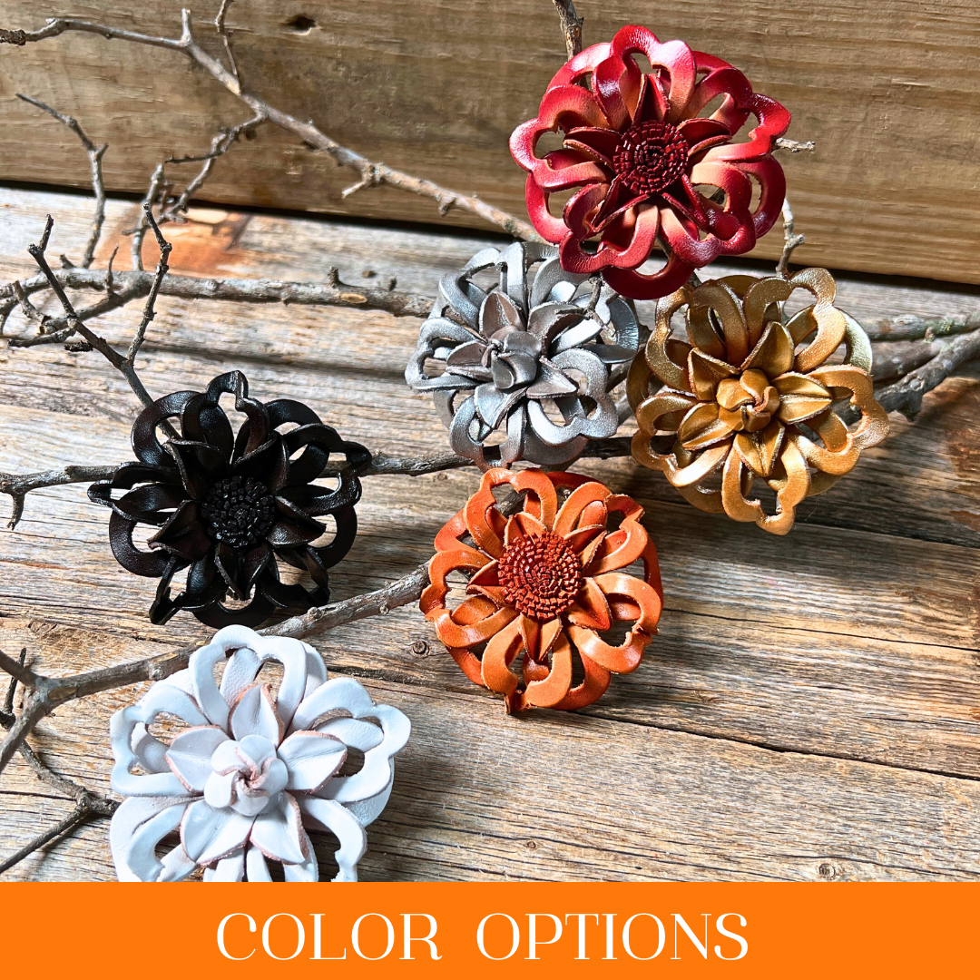 Hand Painted Leather Flowers - Lotus