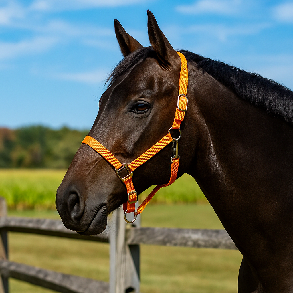 Orange Nylon Horse Halter NHORA