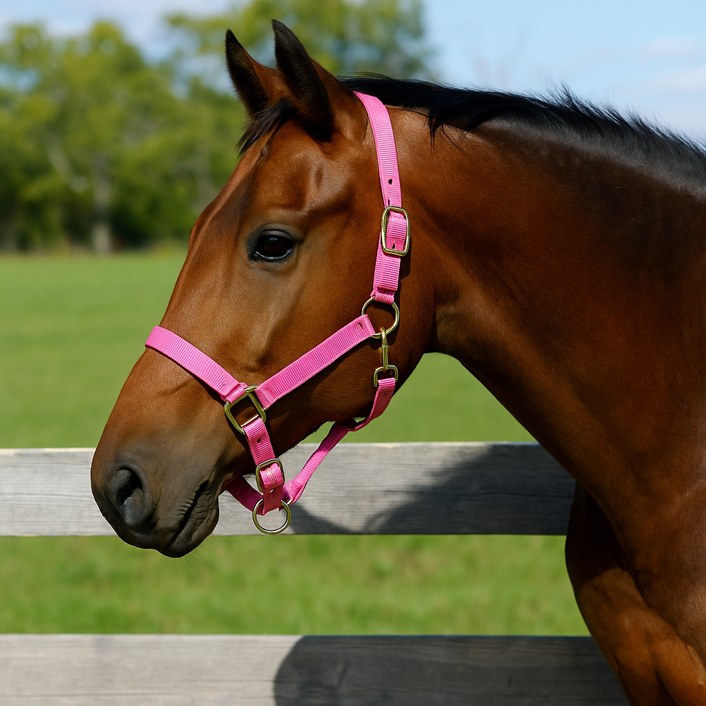 Pink Nylon Horse Halter NHPINK