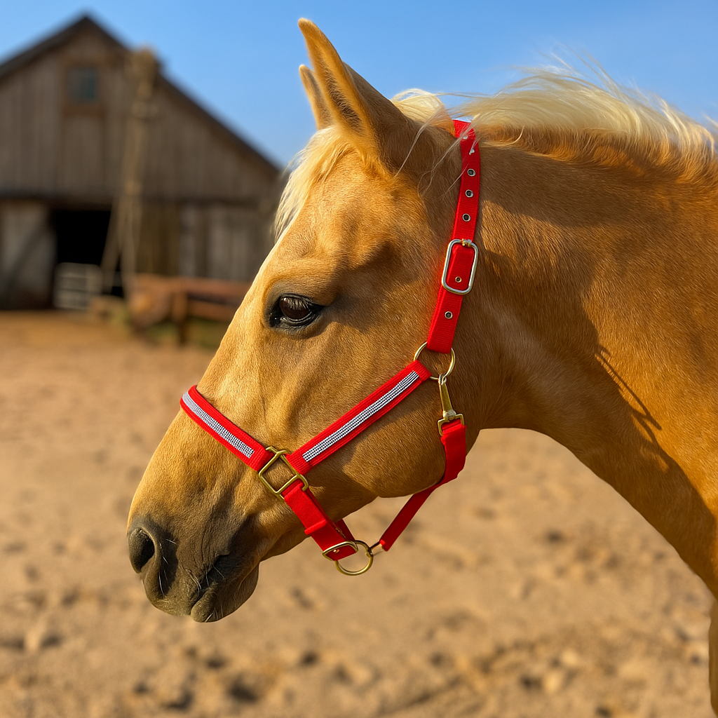 Red Bling Nylon Horse Halter BNHRED