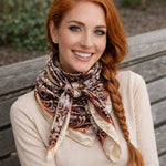 35X35" Cream and Rust Floral Wild Rag / Scarf WR1034