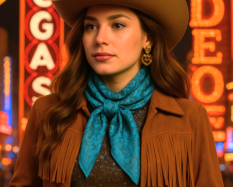 35X35" Teal Jacquard Wild Rag / Scarf WR4007