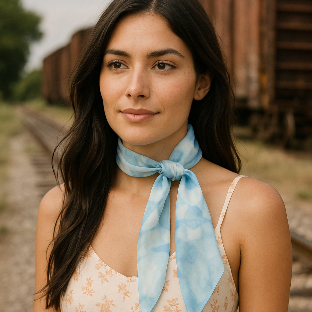 Blue Western Skinny Mini Wild Rag Scarf / Cowgirl Necktie #TW117