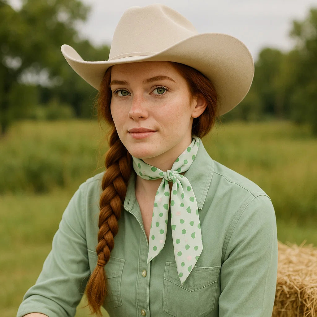 Green Western Skinny Mini Wild Rag Scarf / Cowgirl Necktie #TW128