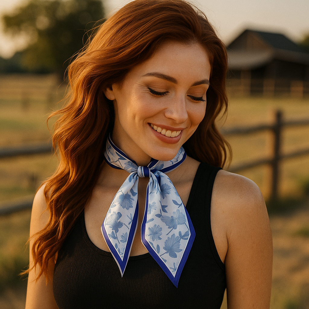 Blue Western Skinny Mini Wild Rag Scarf / Cowgirl Necktie  #TW146