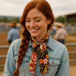 Yellow and Black Western Skinny Mini Wild Rag Scarf / Cowgirl Necktie #TW335