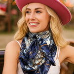 35X35"  Blue, Cream and Tan Paisley Wild Rag / Scarf WR1002